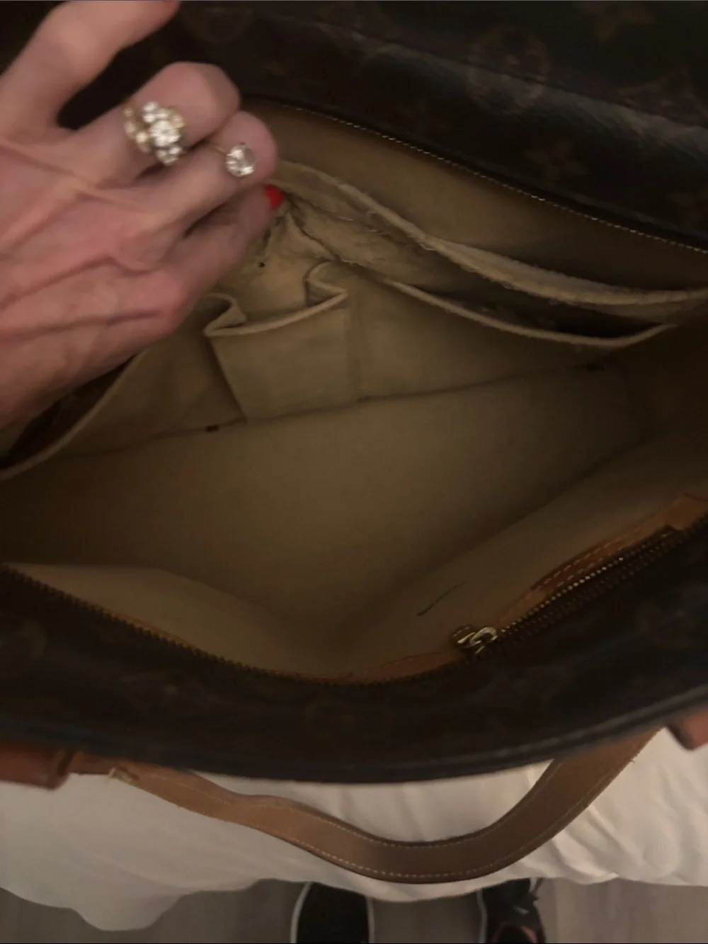 Designer(LV) Monogram Brown Leather Neverfull Bag - Brown